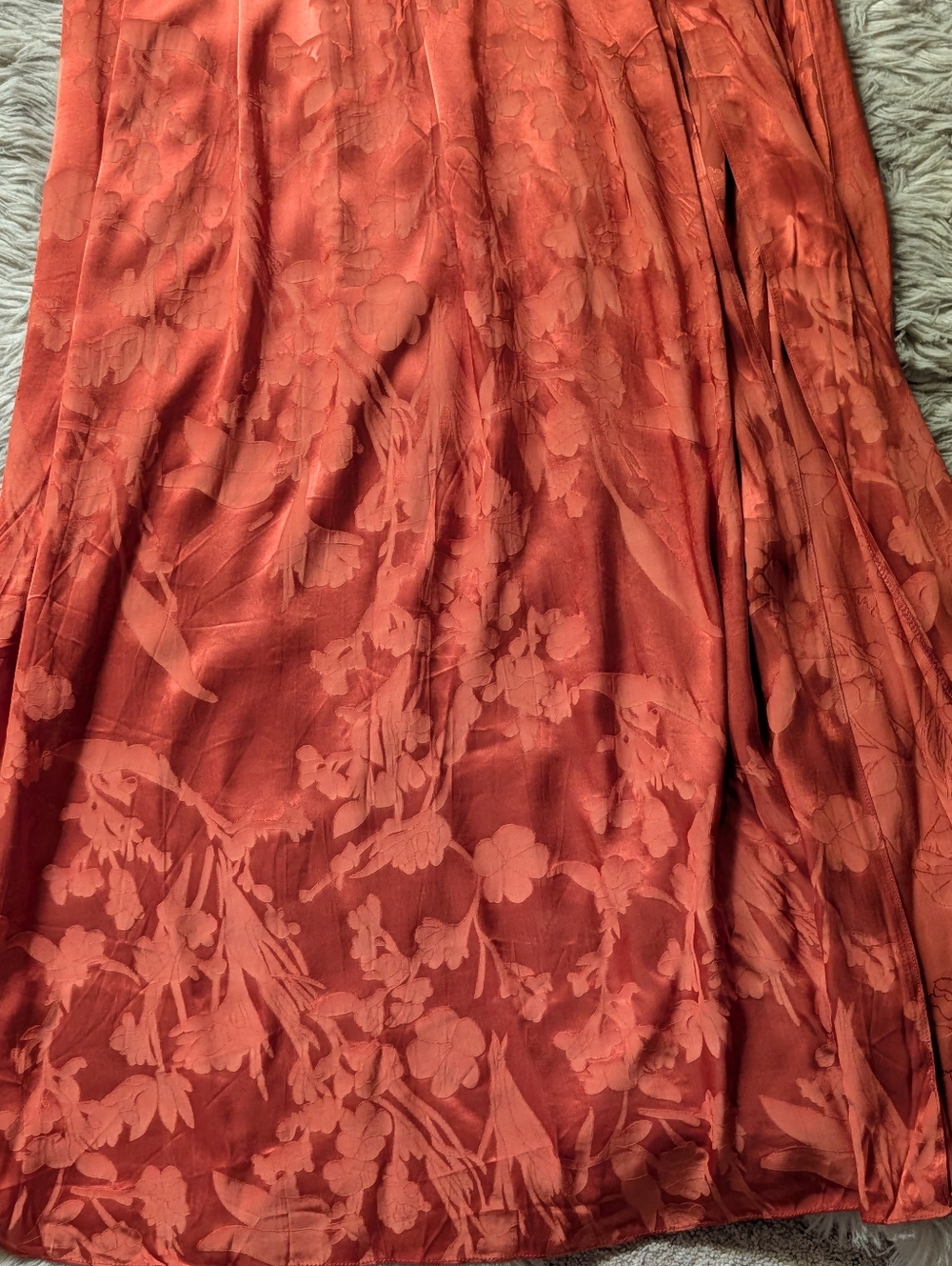 NWT Azazie Jianna Flutter Sleeves Maxi Dress in Rust - Picture 6 of 16